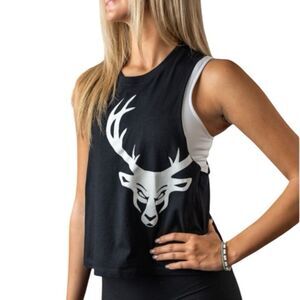 Bucked Up Cropped Muscle Tank Black Size Medium